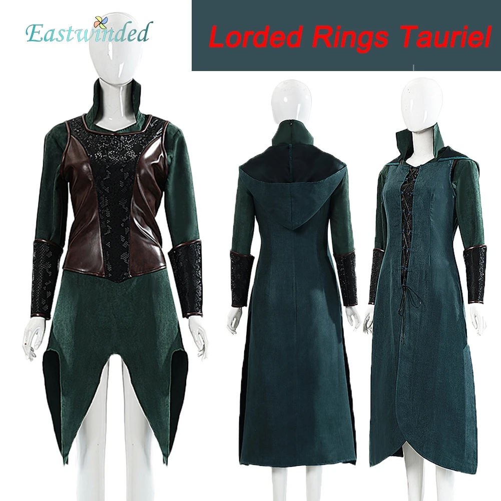 Disfraz de Tauriel de El Señor de los Anillos, Uniforme Verde, Peluca, Chaleco Marrón, Ropa, Disfraz para Halloween, Carnaval, Fiesta
