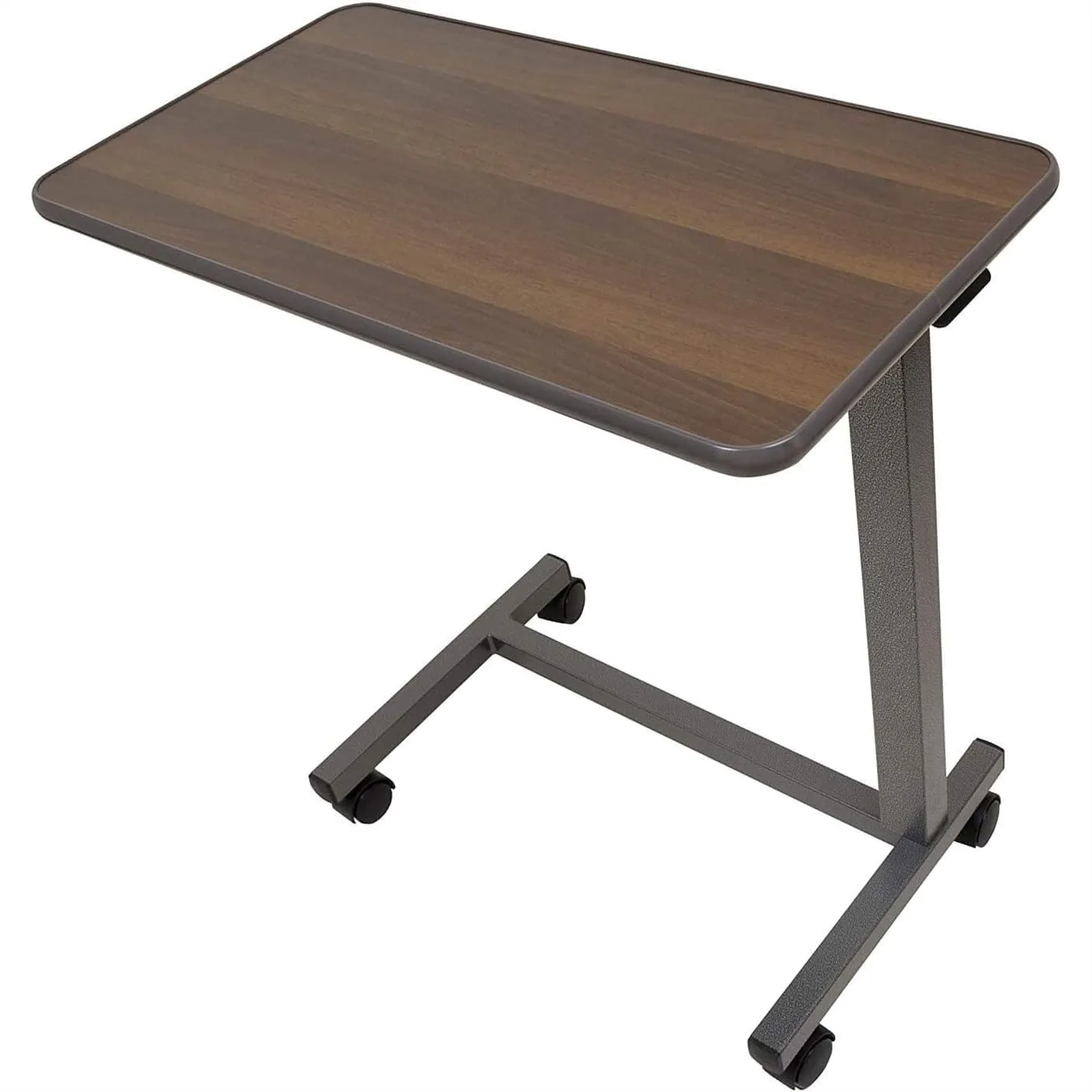 

Adjustable Overbed Table with Wheels, Rolling Bedside Desk for Hospital and Home Use, Wood Grain