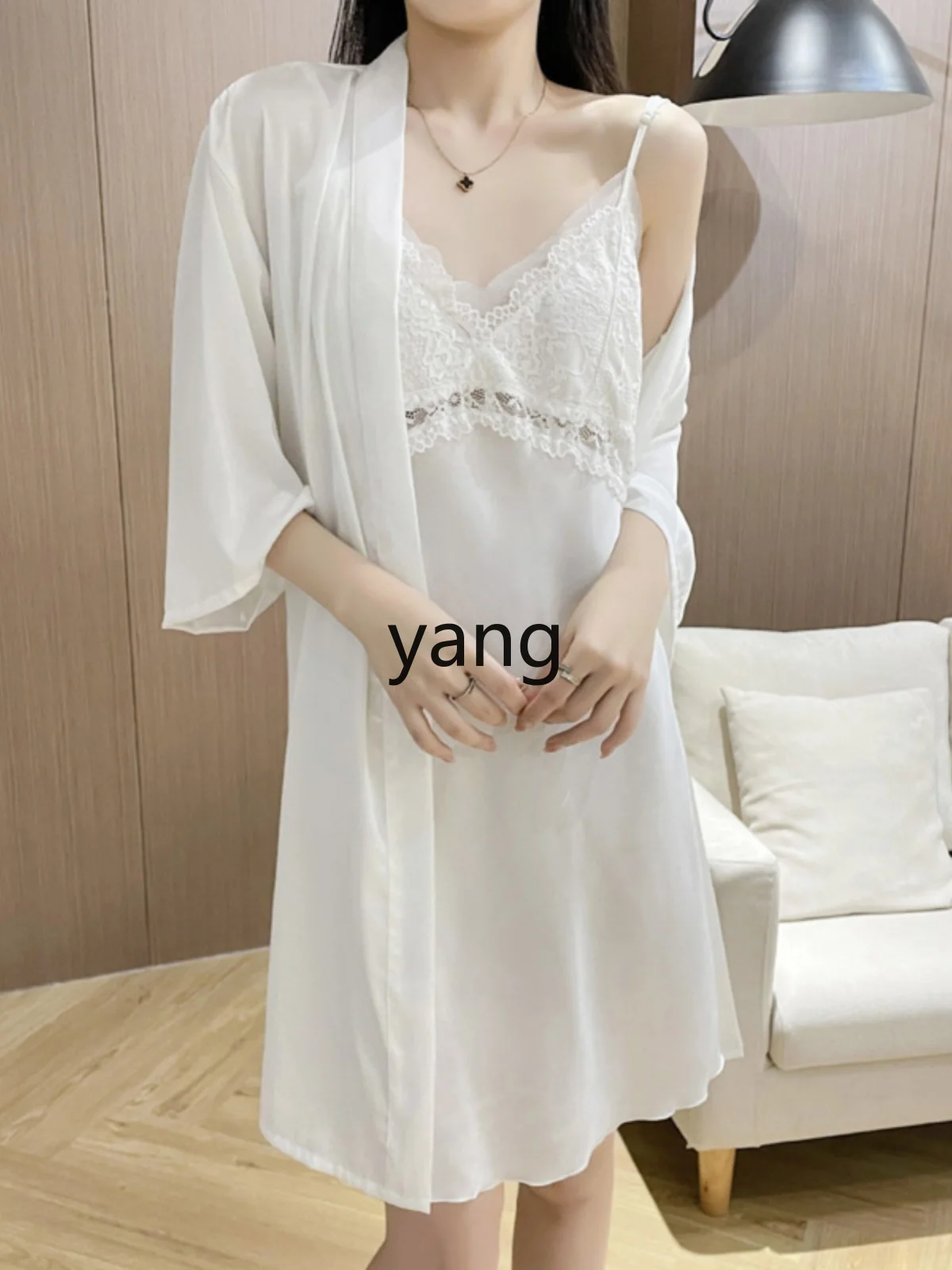 Yjq comfortable pajamas women's ice silk suspender pajamas advanced sense