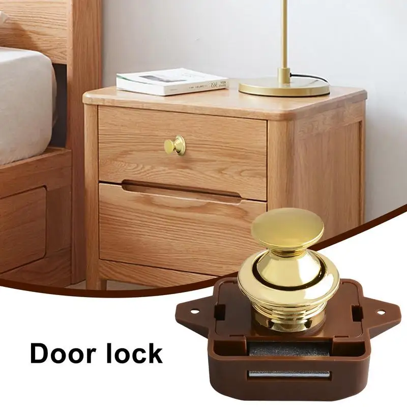 Keyless RV Push Cabinet Locks Cabinet Door Catches Locks Drawer Keyless Zinc Alloy Button For RVs Camper Van Caravan Motorhome