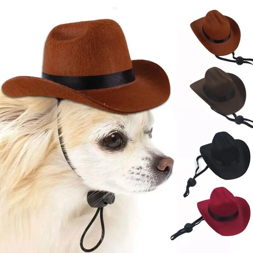 New High Quality Pet Dog Cowboy Hat Headgear Funny Headwear Pet Outdoor Caps Selling Latest Hot Accessory Adjustable Cospla U2K1