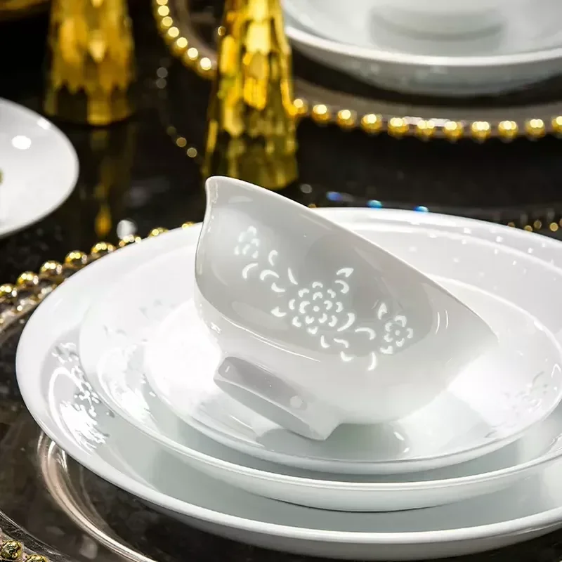 High Temperature Underglaze Color Dishes Household for Jingdezhen High End Exquisite White Porcelain Pure White