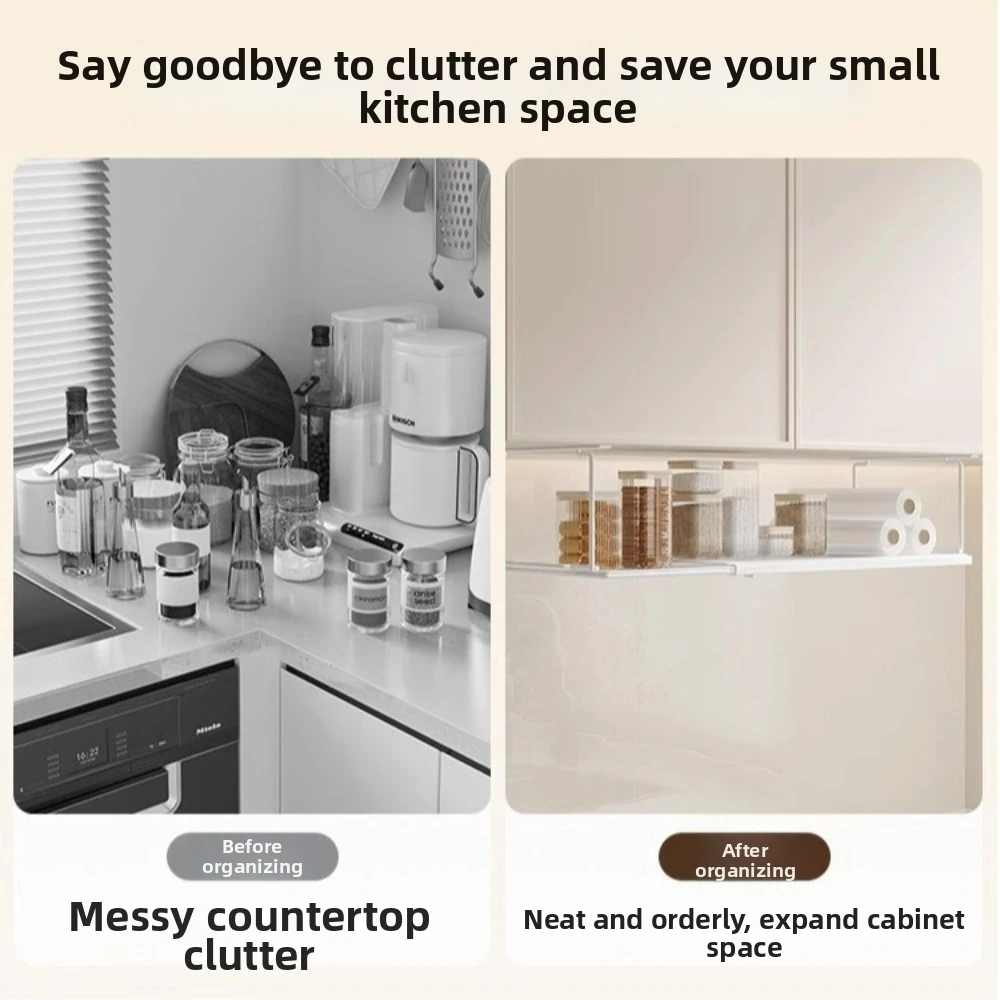Metal Under Cabinet Shelf Hanging Extendable Storage Basket Space Saving Multi-purpose Under Desk Storage Rack for Home Office
