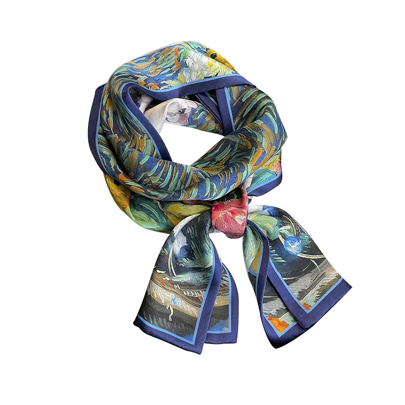 Design Luxury Brand 100% Real Silk Scarf Women Ladies Neck Tie Wrap Shawl Bandana Fashion Kerchief Foulard Female Spring Scarves