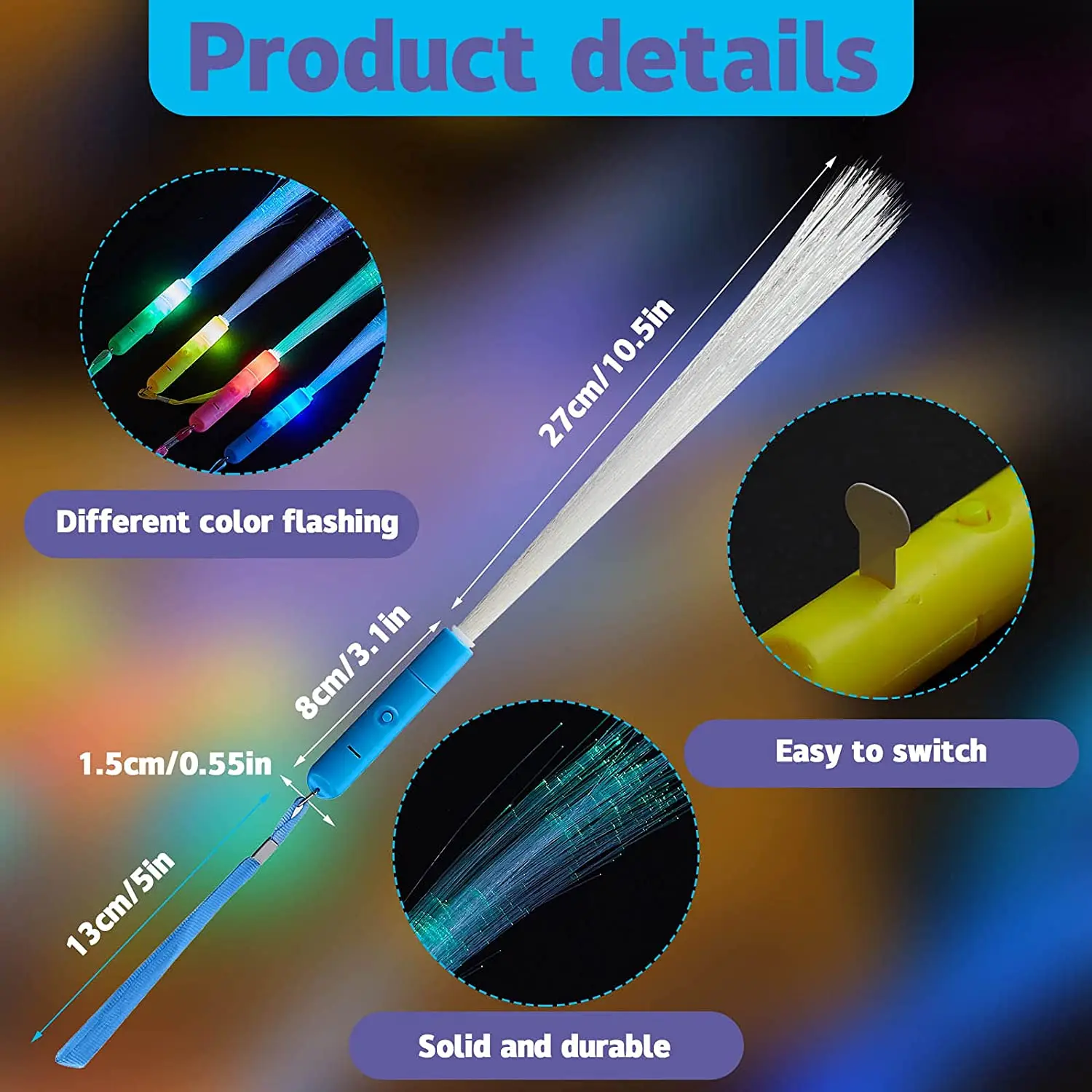 LED Light Stick Luminous Sticks Flashing Bracelets Party Dance Concert Luminous Fiber Stick Wedding Party Glow in the Dark Light