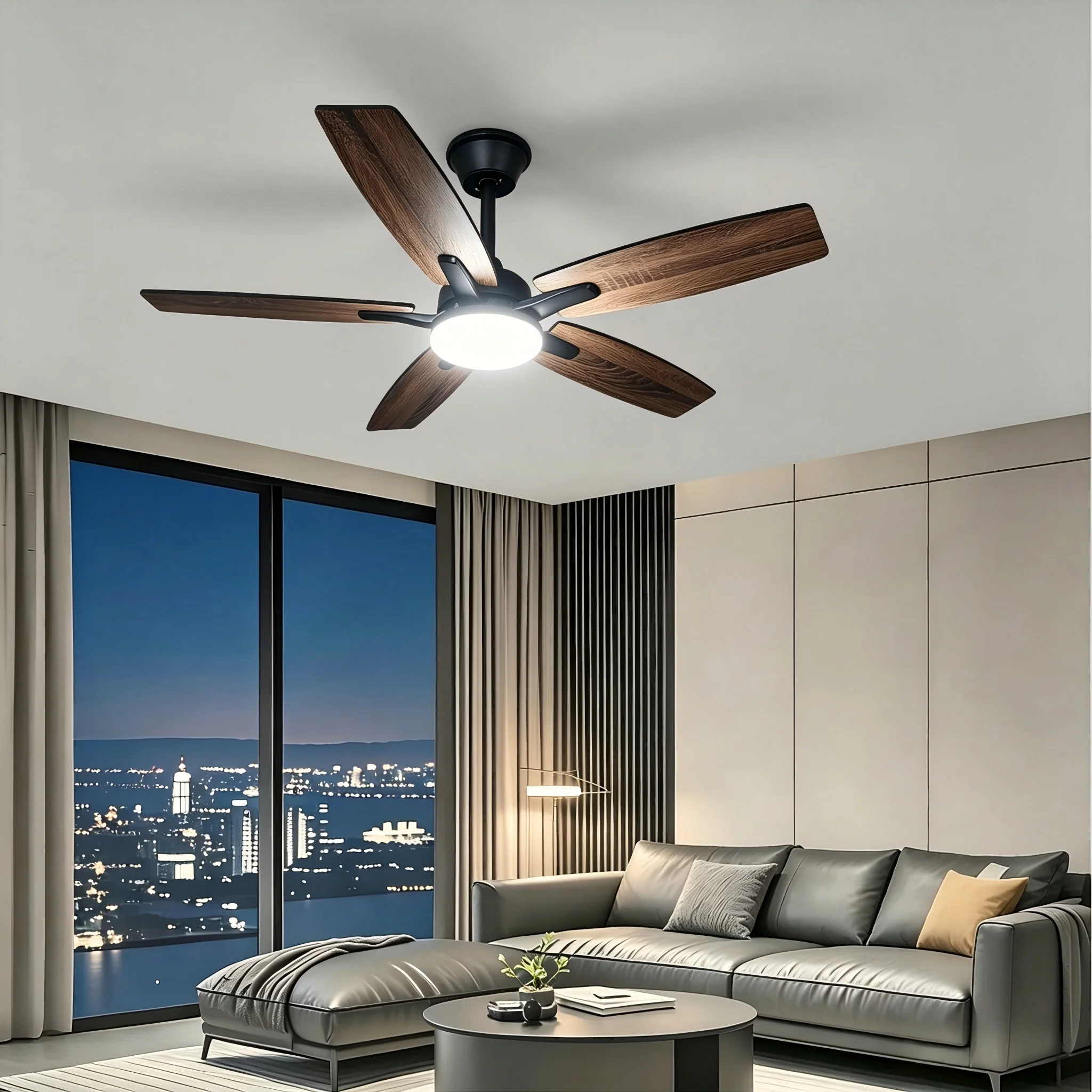 36/42 52 Inch Ceiling Fans With Lights Led 3 Color 6 Speeds DC Motor Fans Remote Control Low Floor Decorative Fans With Lighting