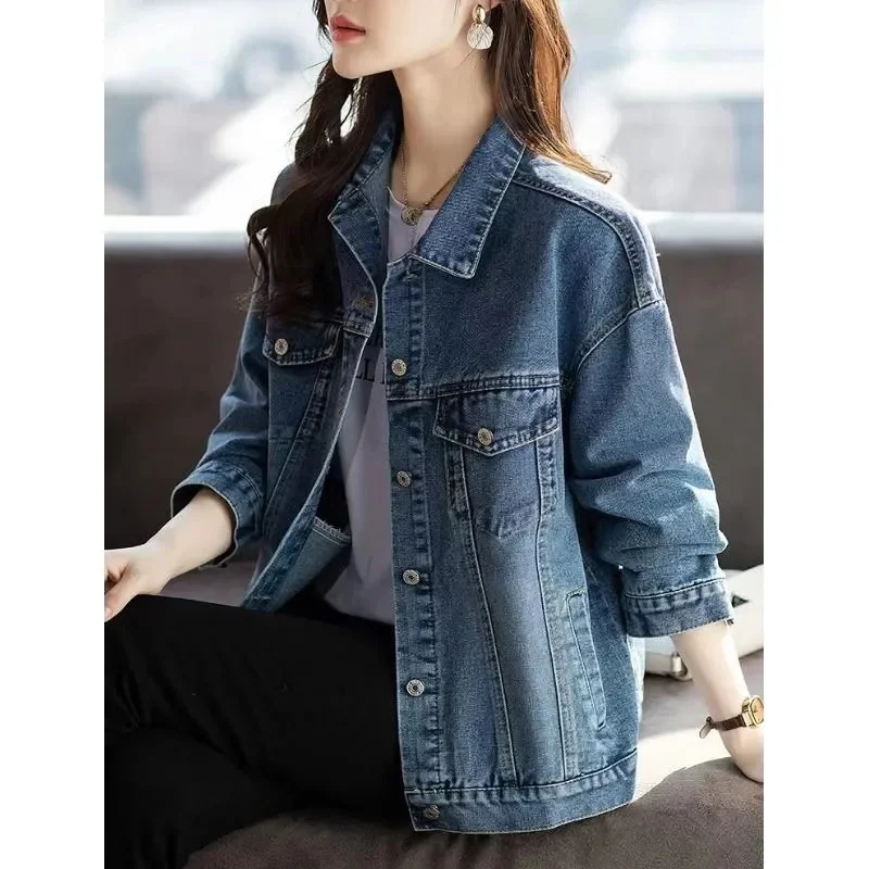 

2025 New Retro Cowboy Jackets Western Style Fashion Denim Coats Women Spring Autumn Overcoat Casual Jeans Outerwear Top Ladies