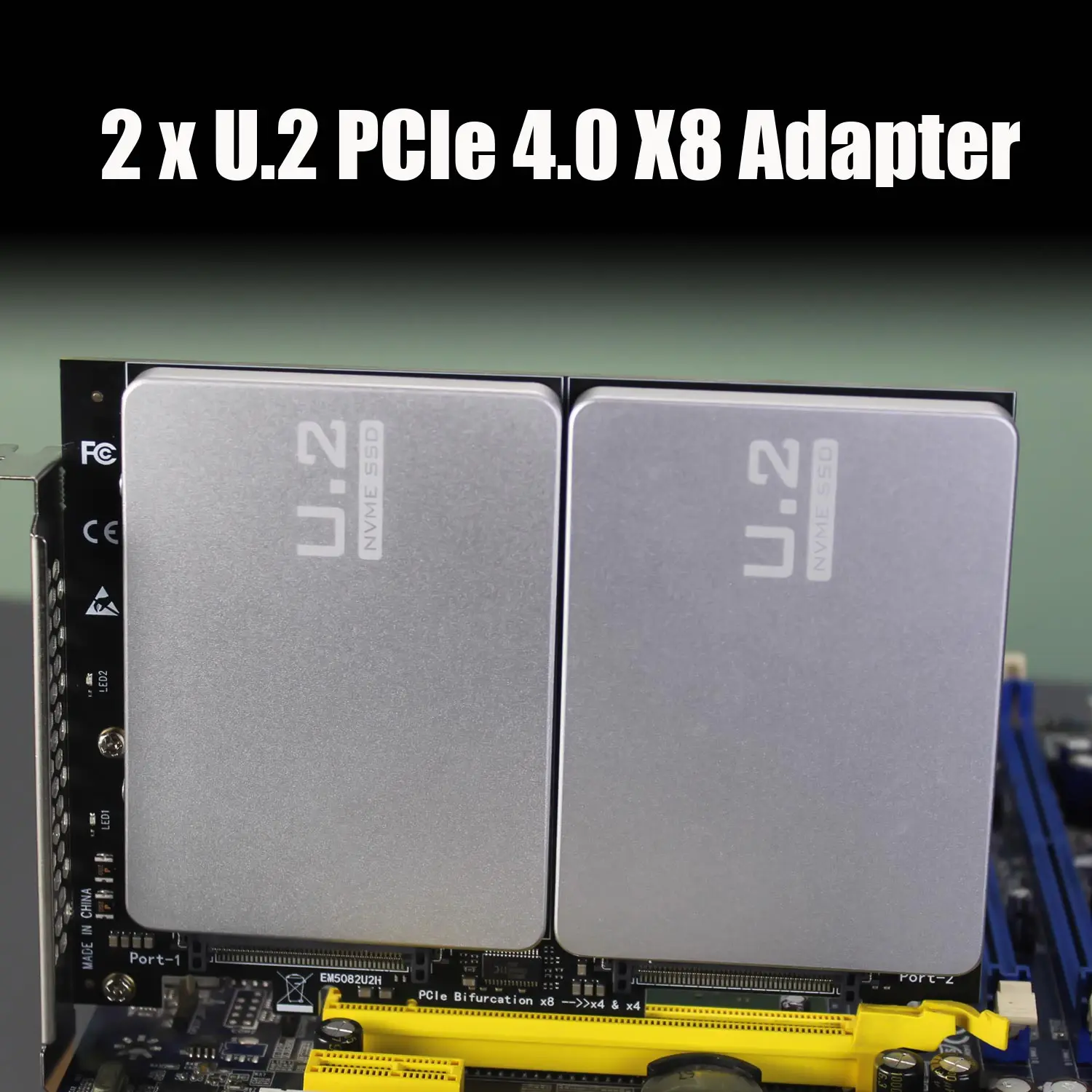 Imagem -02 - Dual U.2 Ssd para Pcie 4.0 Adaptador x8 sem Função Divisor Pcie Pcie Bifurcação Motherboard Obrigatório Glotrends-pu21