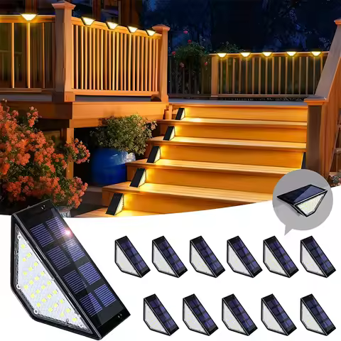 Solar Deck Lights Fence Lights Outdoor Step Lights Waterproof Solar Lights for Railing Stairs Step Fence Yard Patio and Pathway