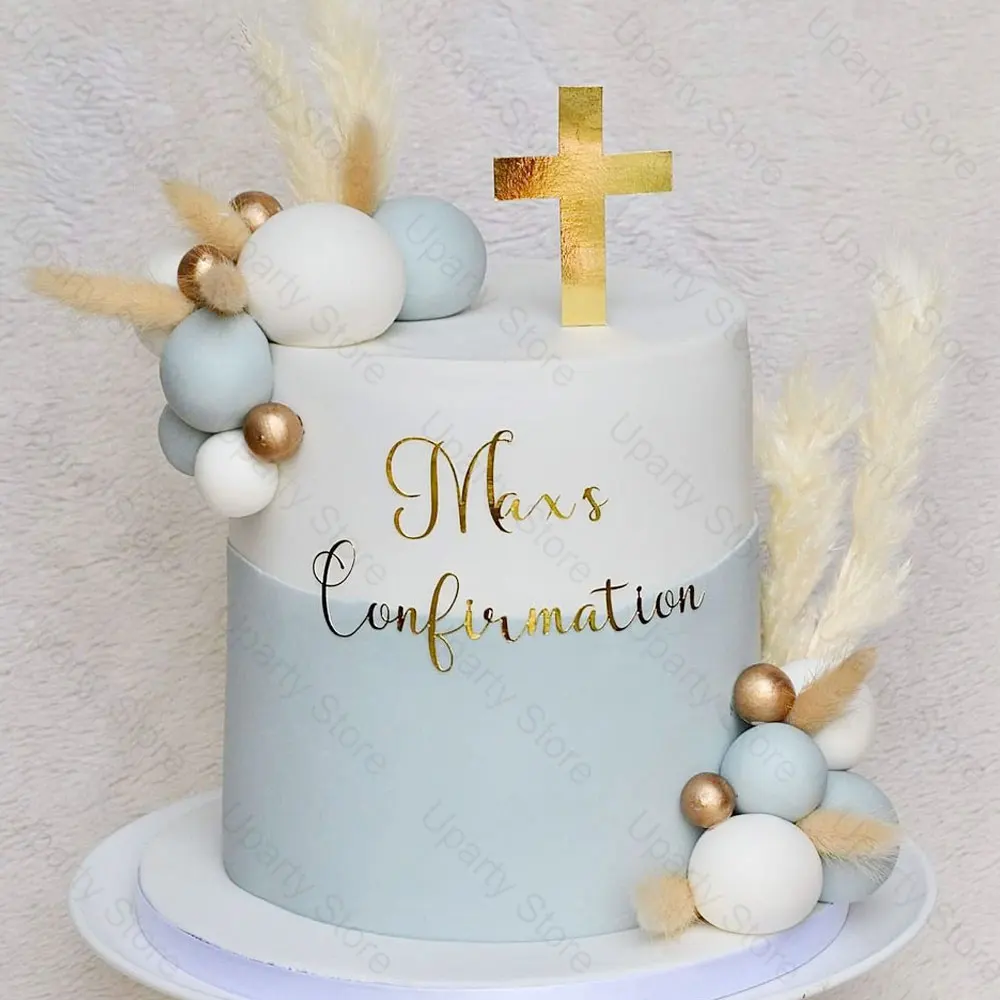 12/24 Stück Acryl Kreuz Kuchendeckel Spiegel Gold Kreuz Cupcake Topper für Babyparty Taufe Geburtstag Taufe Kuchen Dekor Gastgeschenk – Detail 7