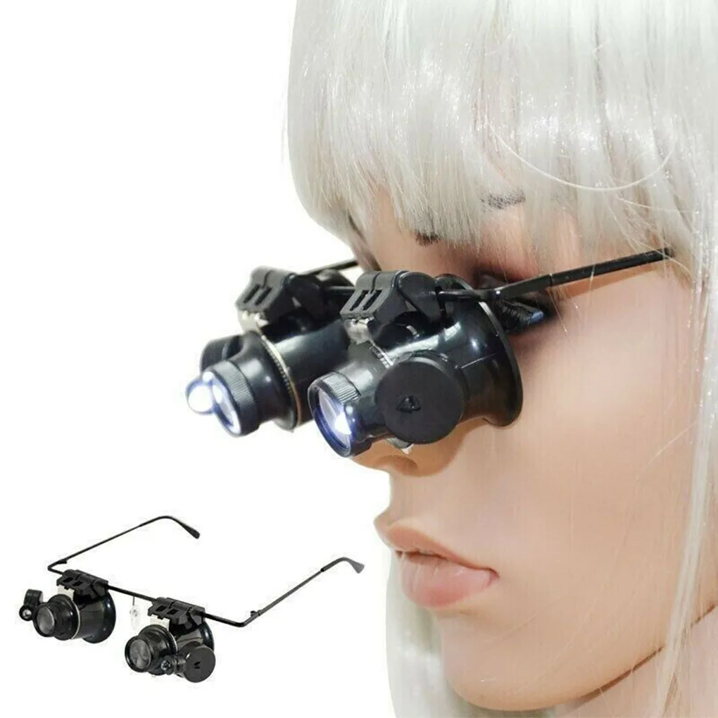 Head-mount Magnifier Glasses Jewelry Watch Repair Magnifying Glass 20x Zoom Observation Loupe