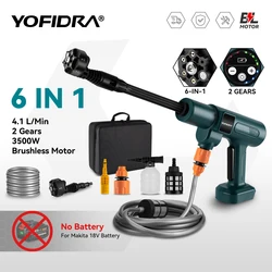 YOFIDRA 200Bar Brushless Electric High Pressure Washer Water Gun 6IN1 Cordless Car Washer Cleaning Garden For Makita Battery Pin