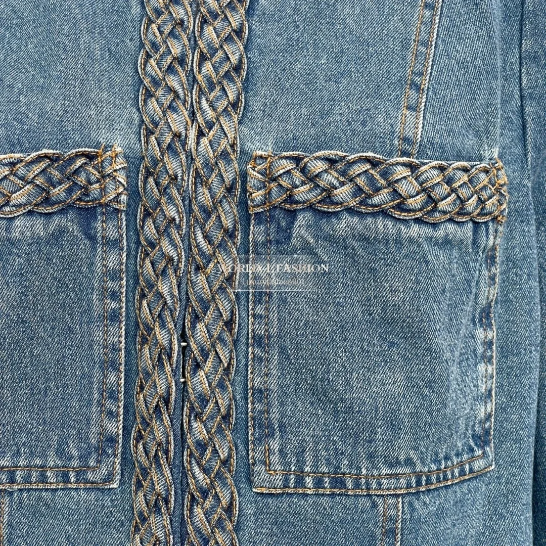 

Синяя джинсовая куртка с длинным рукавом, топы 2025 для женщин