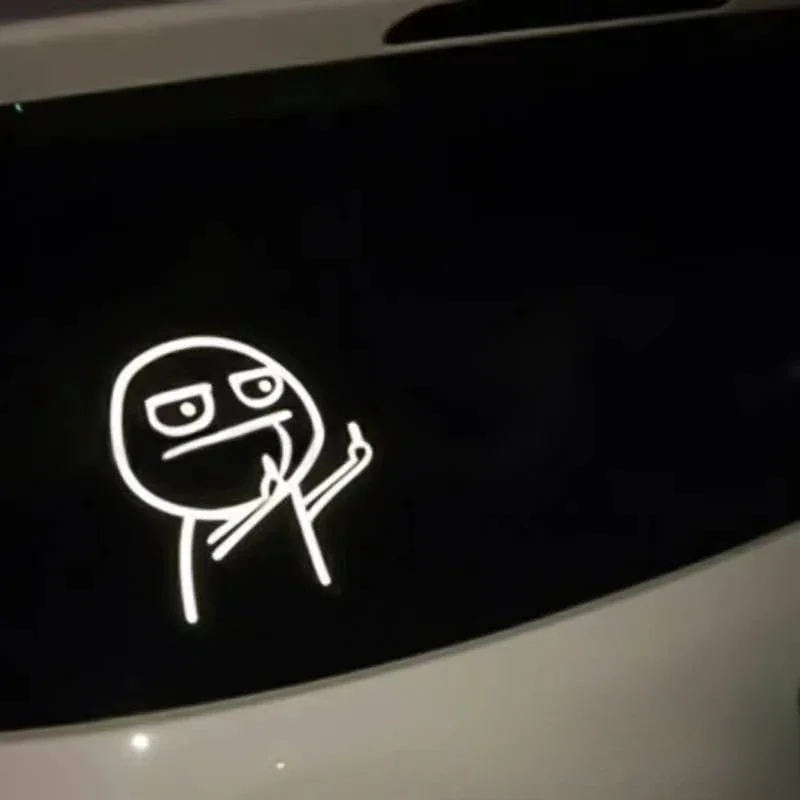 Funny Middle Finger Despise Sarcastic Cartoon Reflective Car Sticker Car Window Door Trunk Decorative Stickers Glow in The Dark