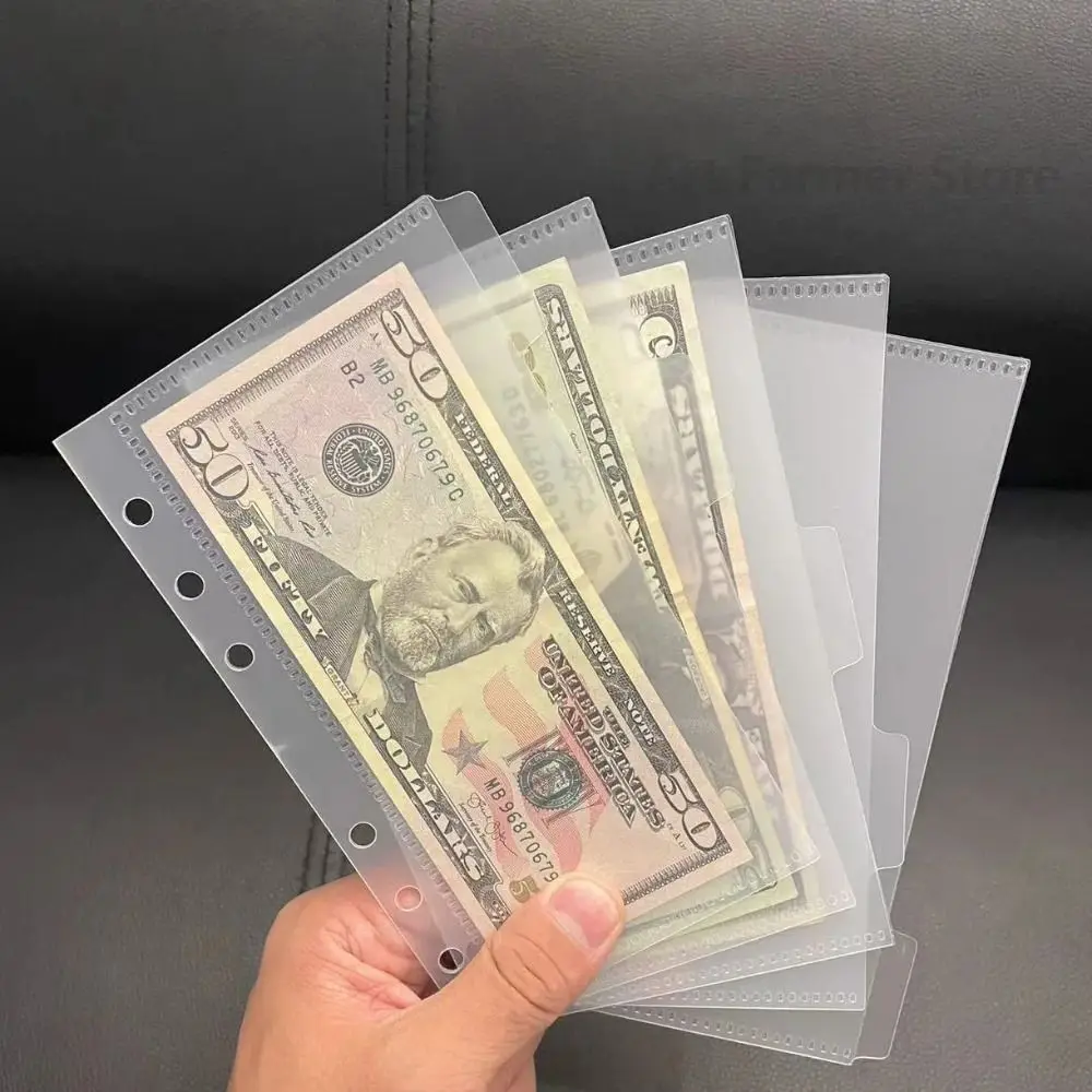 

5pcs A6/A7 Binder Folders Inner Page PP 6 Hole Idol Photo Card Holder Transparent Budget Sheet Loose Leaf Inside Paper