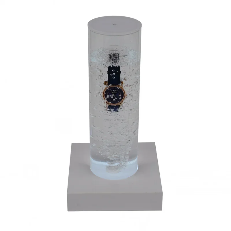 For Watch Waterproof Display Stand with LED White Light Bubble Water Demonstration Props Waterproof Acrylic Display Stand