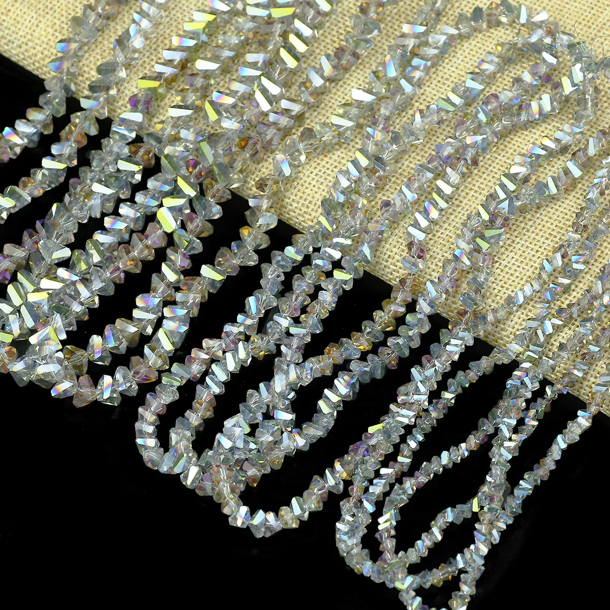 1strand 4/6/8mm AB Color Triangular Austrian Crystal Glass Loose Spacer Beads For DIY Jewelry Making Bracelet Necklaces Earrings