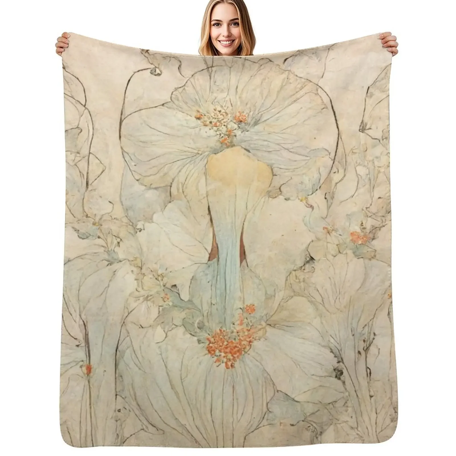 

art nouveau style floral Pattern Throw Blanket halloween Summer Fashion Sofas Blanket