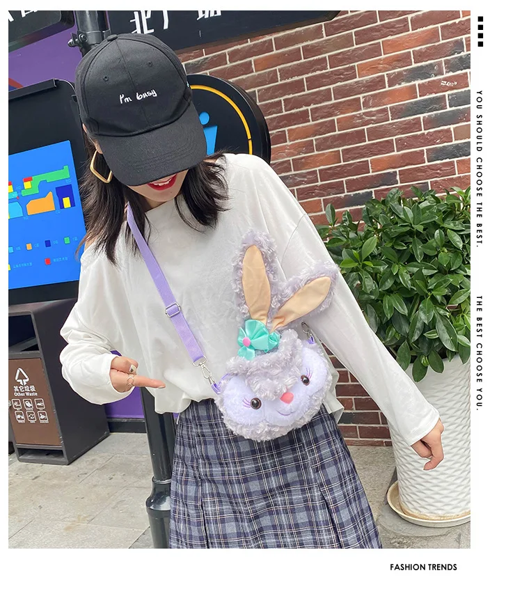 23cm Disney Plush Crossbody Bag Kawaii StellaLou Duffy Bear Women Cartoon Shoulder Bag Makeup Girls Cute Purse Handbags Gift