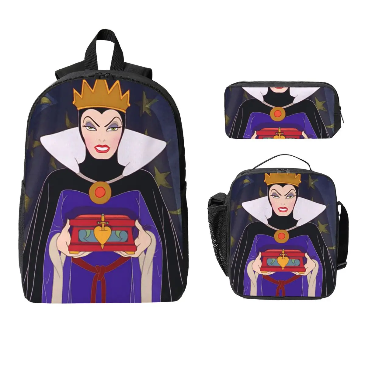 

Disney Villains Challenge Backpack Student BookBag School Bag Computer Shoulder Bags 3ps Insulated Lunch Bag Pencil Case