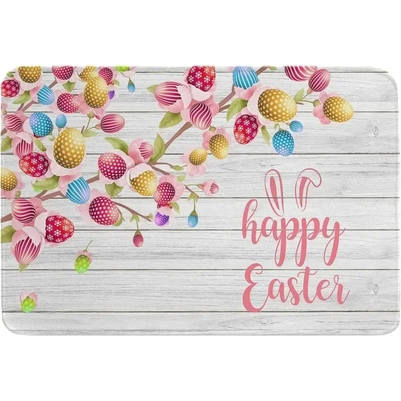 Easter Rug Welcome Door Mat Bunny Tail Floor Mat Indoor Outdoor Entrance Bathroom Door Mat Non-Slip Washable Carpet Party Decor