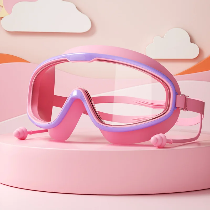 Kinder-Schwimmbrille, großer Rahmen, HD-Ansicht, beschlagfrei, wasserdicht, Kinder-Schwimmbrille, Jungen und Mädchen, mehrfarbig zur Auswahl – Detail 8