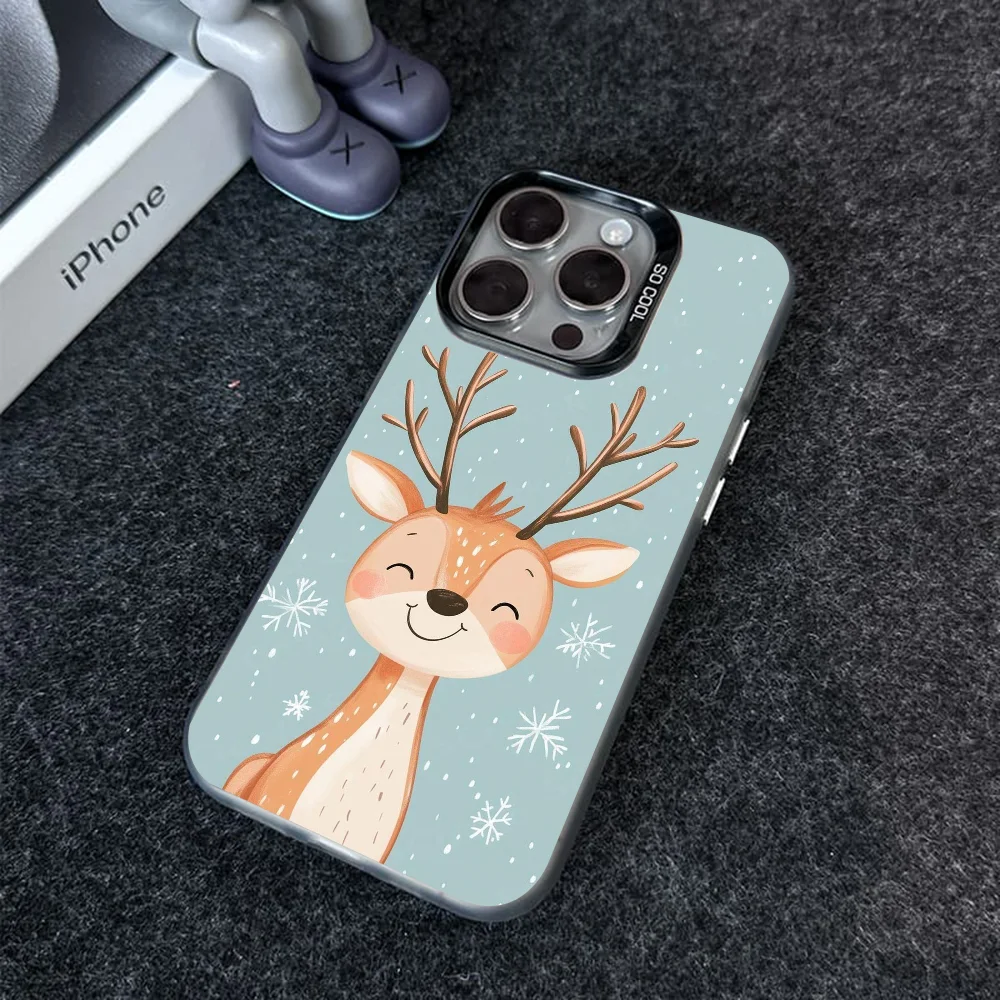 Christmas Aesthetic Reindeer  Phone Case Phone Case IMD color silver shell For iPhone 16 15 14 13 12 11 Pro Max Plus