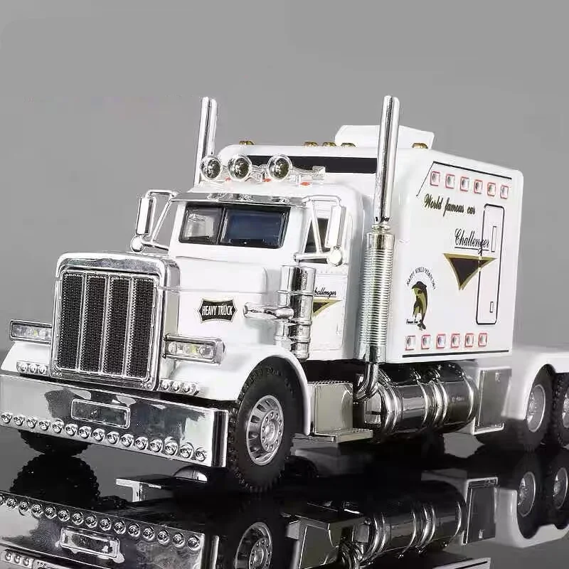 1/24 Alloy Truck Trailer Head Car Model Diecast Metal Toy Container Truck Engineering Transport Vehicle Car Model Childrens Gift