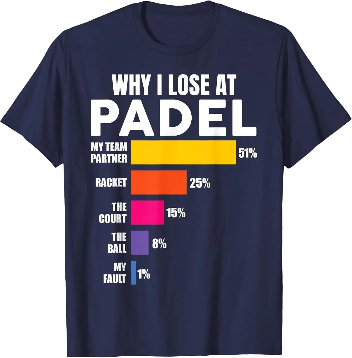 Padel-Shirt Why I Lose at Padel Tennis Funny Men Women T-Shirt