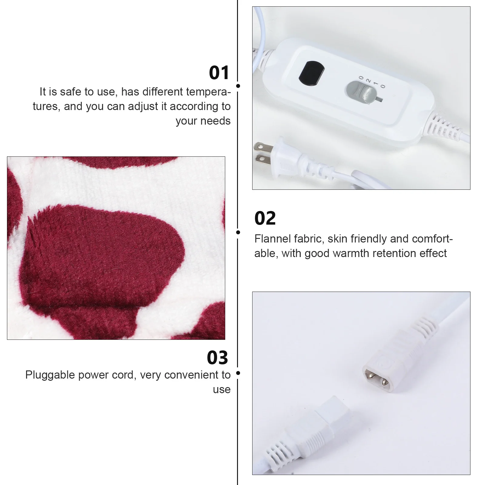 

Adjustable Electric Heating Blanket Flannel Warming Bed Mat for Shoulders Legs Reusable Thermal Blanket Winter Heat Cushion