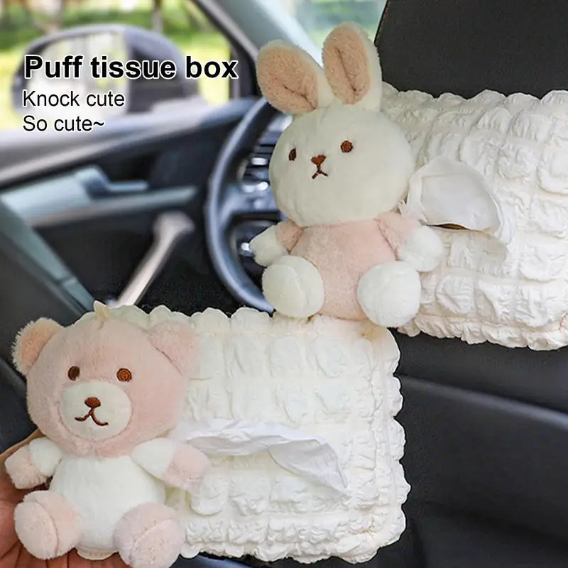 Plush Bear Car Tissue Box Cute Bear Tissue Dispenser For Car Cute Bear Tissue Dispenser For Car Cartoon Car Plush Bear Tissue