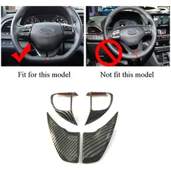 For Hyundai Elantra 2017-2020 IONIQ Veloster Carbon Fiber Styling Car Interior Steering Wheel Trim Cover Button Switch Molding