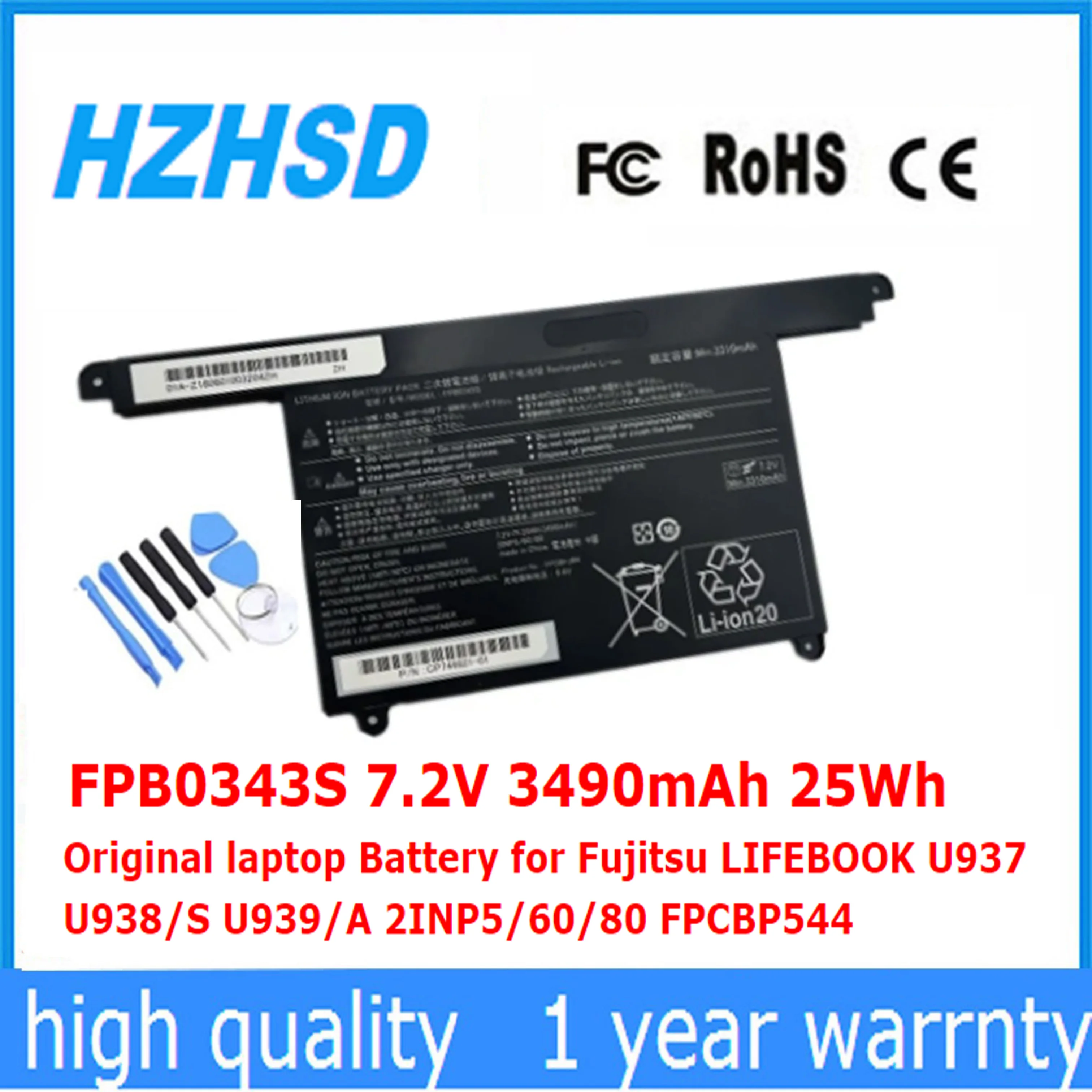 

FPB0343S FPCBP544 7,2 V 3490mAh 25Wh Оригинальный аккумулятор для ноутбука Fujitsu LIFEBOOK U937 U938/S U939/A 2INP5/60/80