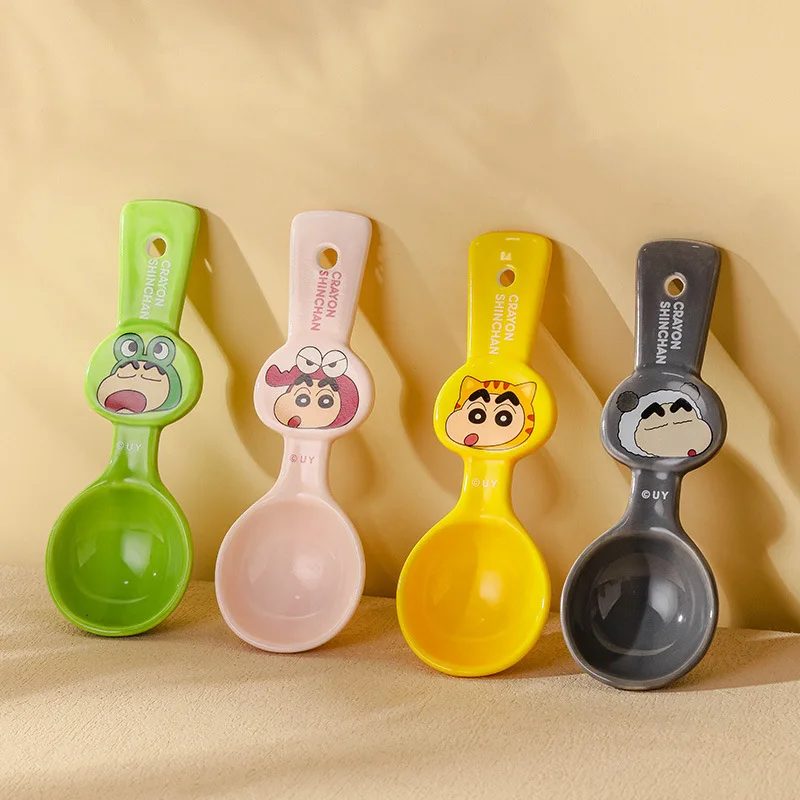 

Anime Cartoon Crayon Shin Chan Animal Series Ceramic Spoon Kawaii Shin-chan Frog Panda Kids Spoon New Tableware Holiday Gift