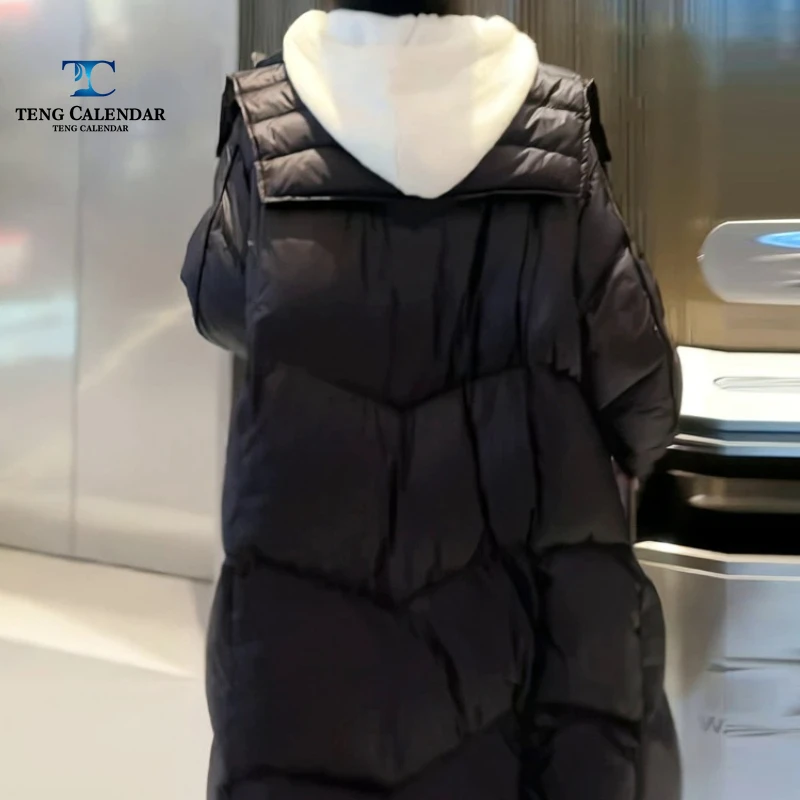 Fashionable Down and Cotton Jacket, Medium To Long Hooded Loose and Thick Slimming Jacket, Women's New Winter 2025 Model