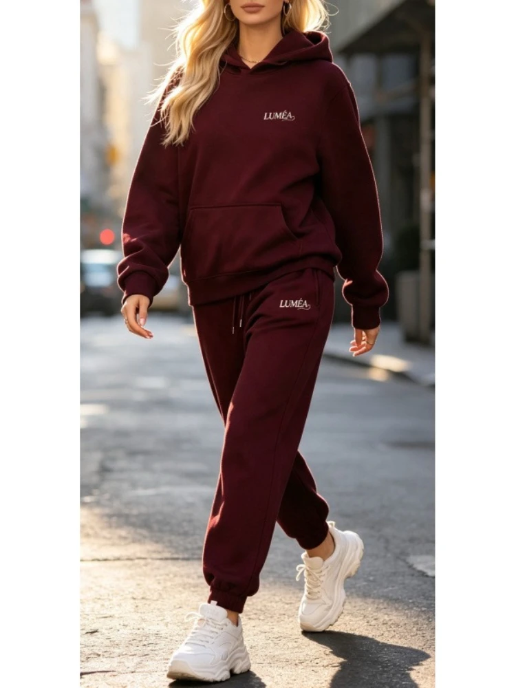 Women's Tracksuit Hoodies Trousers 2PCS Suit Winter Sports Jogging Outfits Fashion Street Designer Clothes for Women Pants Set