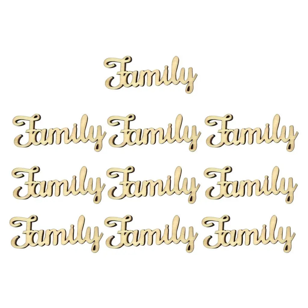 10 Sets Wood Laser Cut Family Embellishments Decorative Decors Ornaments