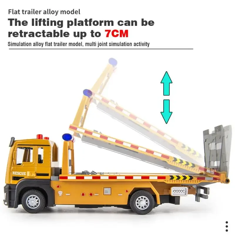 1;32 합금 플랫베드 트레일러 다이캐스트 엔지니어링 차량 풀백 자동차 모델 장난감 소리와 빛 포함 어린이 크리스마스 선물