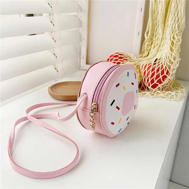 New Cartoon Doughnut Modelling Coin Purse Kawaii Children\'s Crossbody Bag Boy Girl Shoulder Bag Birthday Gift