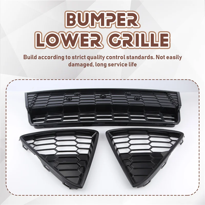 

A03G-3Pcs Car Honeycombed Front Bumper Lower Grille Grills For Ford Focus 2012 2013 2014