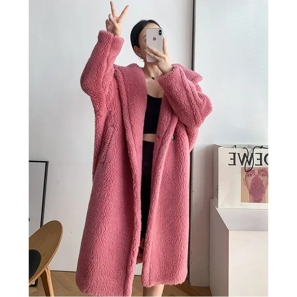 Women\'s Winter Teddy Plush Coat High Quality Alpaca Coat Women\'s Grain Wool Warm Coat Winter Fashion Jacket Custom Size XXL