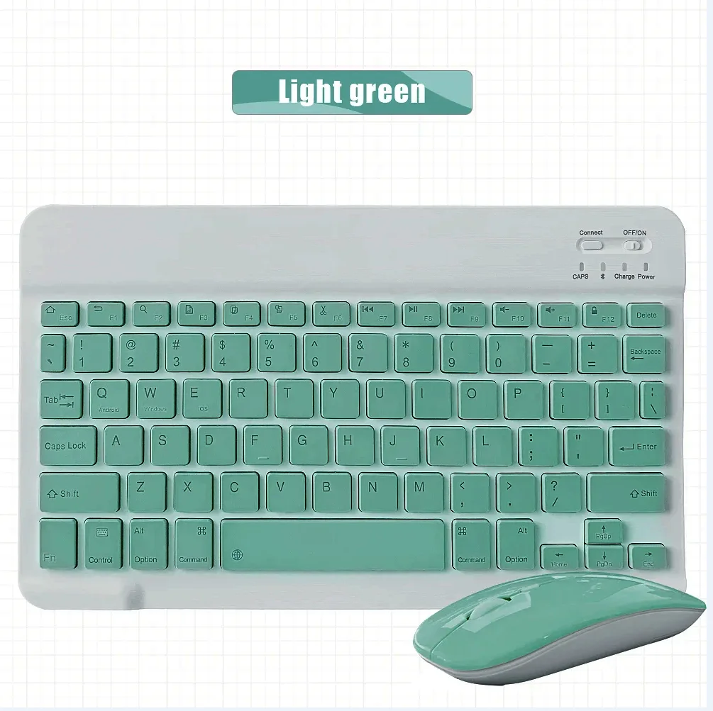 Russian Arabic Korean Spanish Portable 10 Inch Wireless Keyboard and Mouse Set For iPad Samsung Xiaomi Tablet Laptop Android IOS