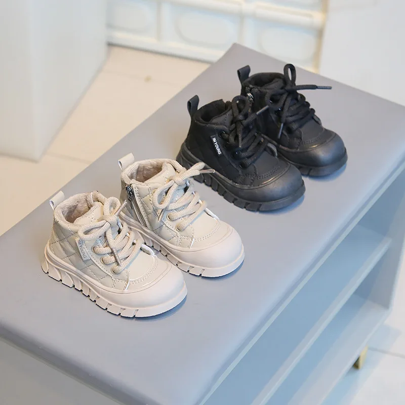 

Fashion Girl Boot 2025 Autumn Simple Girl Shoe with Thick Velvet Cotton Shoe Soft Sole Kid Shoe Versatile Winter Kid Ankle Boots