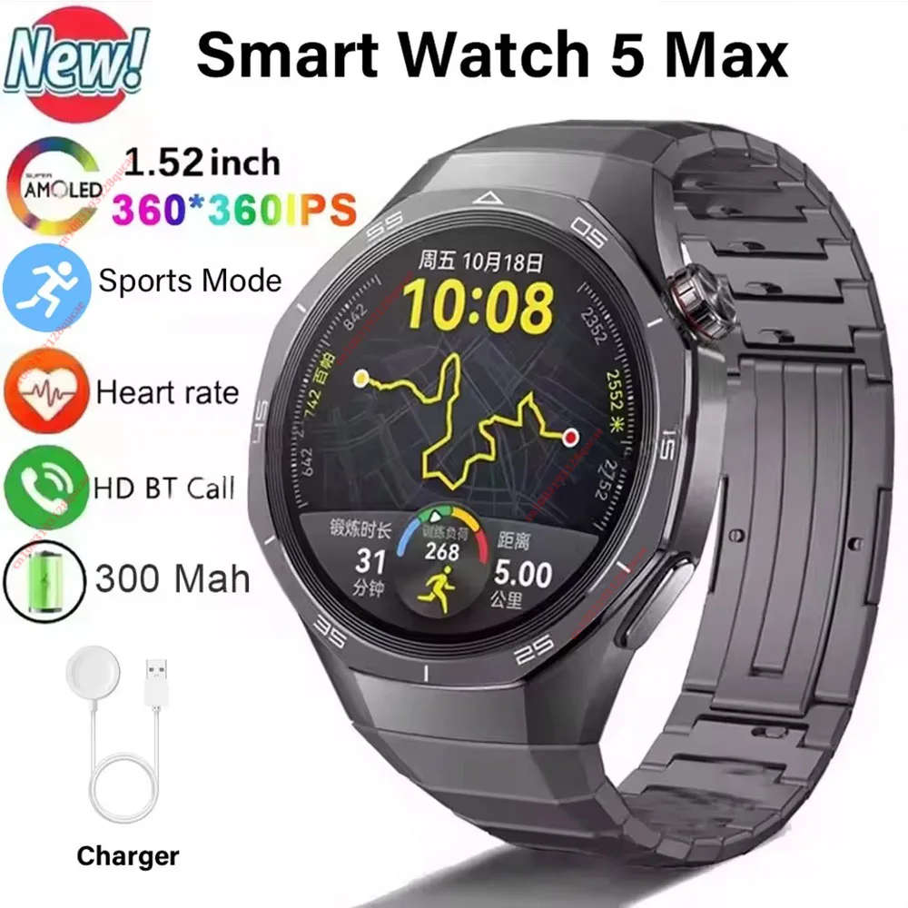 

Новые смарт-часы 2026 года для мужчин с HD-экраном 1,52 дюйма, Bluetooth-звонками, монитором сердечного ритма, NFC, для мужчин и женщин, для спорта на открытом воздухе, трекер активности, модель MA27