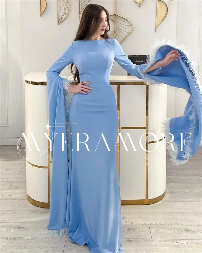 Vintage Muslim Satin Evening Dresses Mermaid Full Sleeve Floor-Length Formal Wedding Party Gown Customized فساتين سهرة