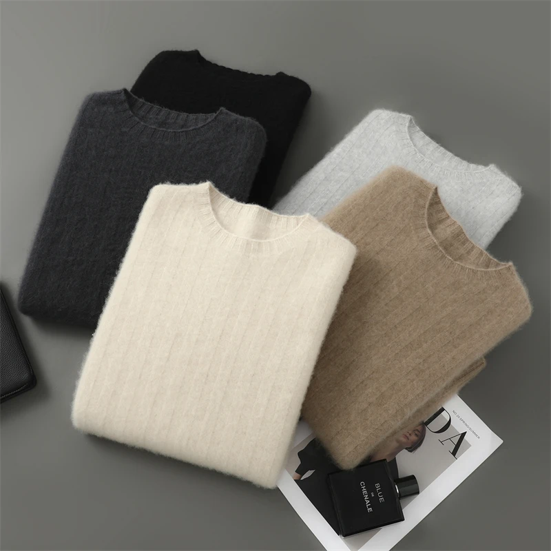 Autumn Winter 100% Pure Wool Men's Sweater Long Sleeve Round Neck Fashionable Minimalist Style First Line Ready to Wear Clothing