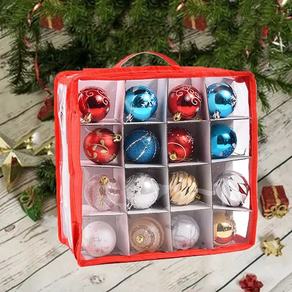 32 Grids Christmas Balls Storage Box Plastic Divided Christmas Ball Storage Containers Foldable Dustproof Baubles Storage Box