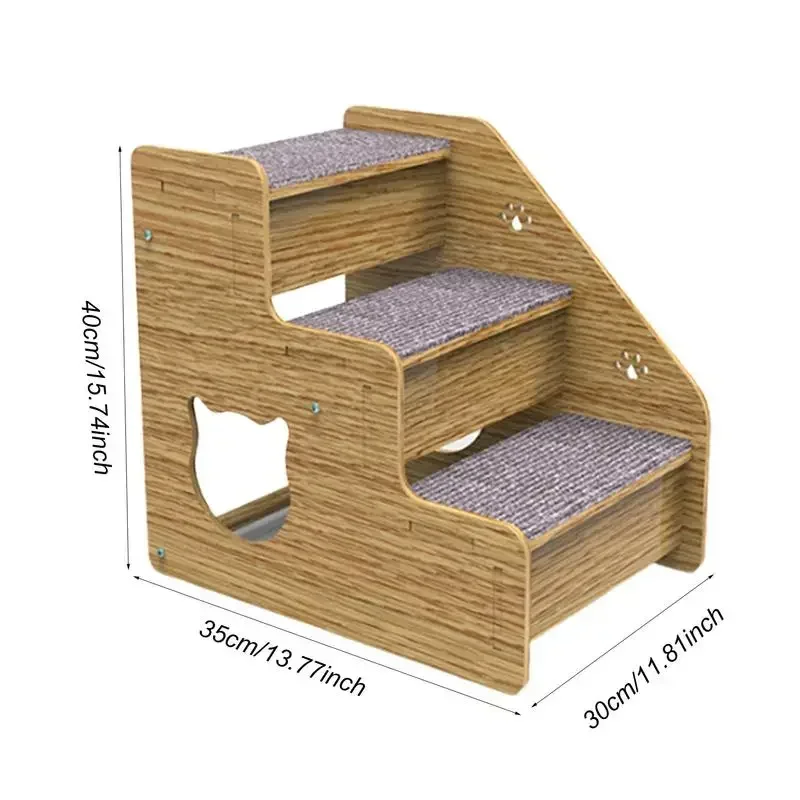 Dog Stairs For High Beds 3 Levels Pet Stairs & Ramp For Medium/Small Dogs Old Cats Dog/Cat Ladder Wood Non-Slip For Beds And