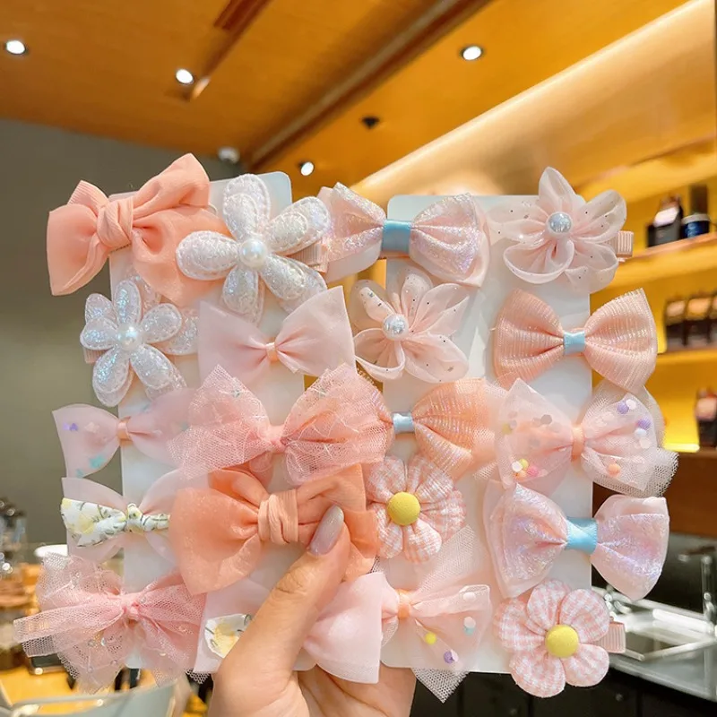 

Fabric Flower Bow Hair Clips Set 10PCS Toddler Girls Barrettes Baby Hair Accessories Non-Slip Soft Cute Daily Wear Safe for Kids