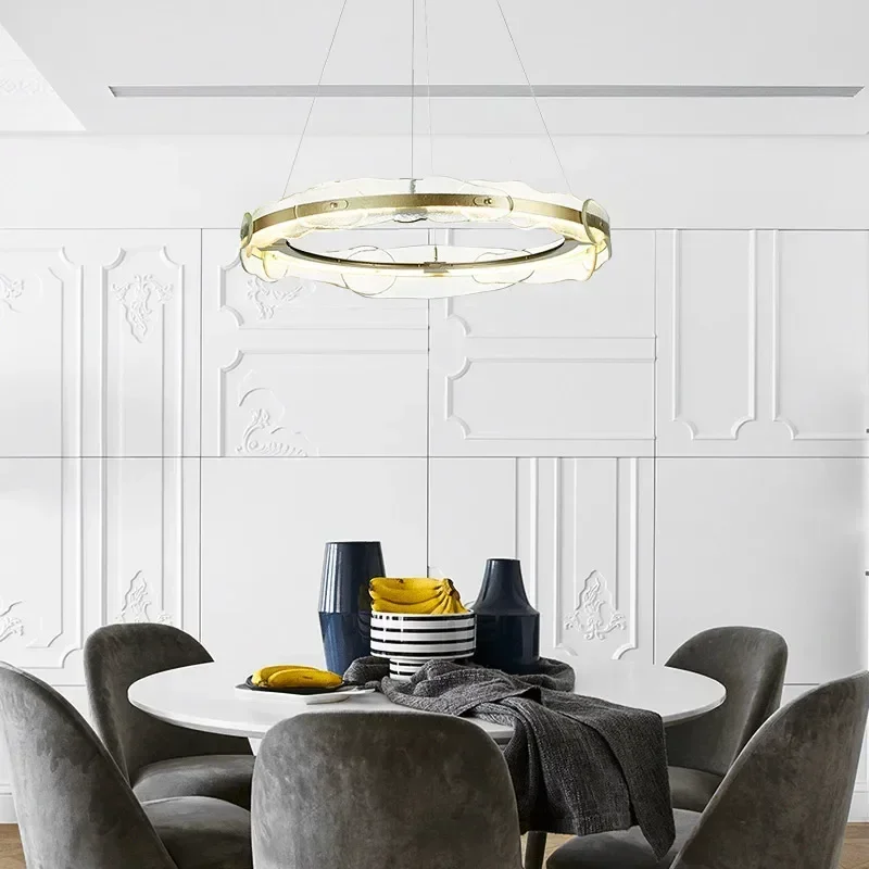 

New Modern Living Room Fashion Circle Round Chandelier American Simple Designer Light Luxury Bedroom Study New Chandelier